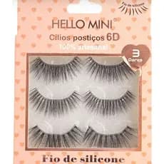 🖤✨ CÍLIOS POSTIÇOS 6D HELLO MINI – FIO DE SILICONE (3 PARES) ✨🖤