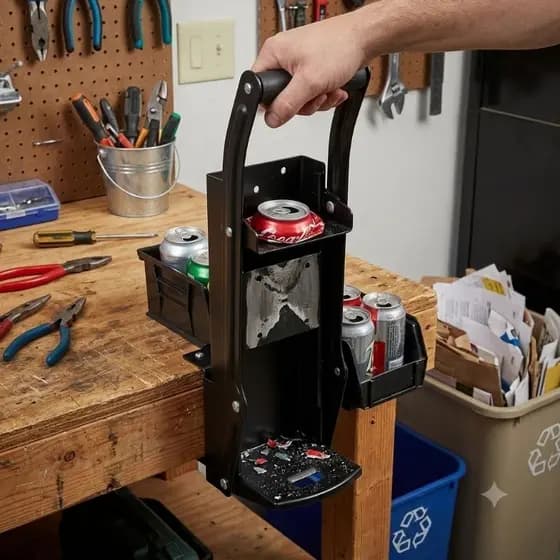 Amassador Latas Garrafas Alumínio Manual Reciclagem Compacto Resistente Ergonomico