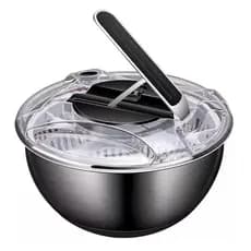 Secador de Salada Inox Lava e Seca Alface Verduras Legumes Prático Centrífuga