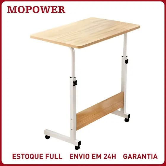 Mesa Notebook Home Office Lateral Cama Sofá Escrivaninha Portátil Ajustável Rodízios Apoio Estudo