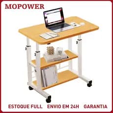 Mesa Multiuso Dupla Regulável Portátil para Laptop Tablet Sofá Cama com Rodinhas