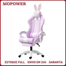 Cadeira Gamer Reclinável Ergonômica Giratória com Orelhas de Coelho Confortável Escritório Jogos