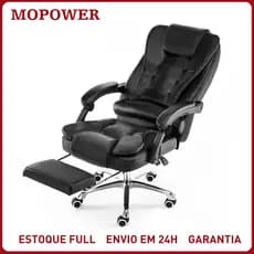 Cadeira de Escritório Presidente Ergonômica Reclinável c/ Apoio de Pés Home Office Confortável Suporta 150kg Reforçada