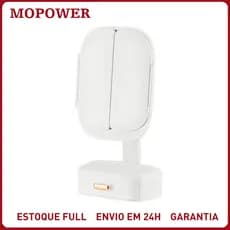 Espelho De Maquiagem LED Dobrável Portátil Com Gaveta Aumento 2X 3X Touch 3 Cores