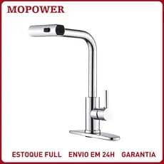 Torneira Cozinha Cascata Gourmet Extensível 4 Jatos Misturador Monocomando 360° Flexível Pia Mesa Luxo