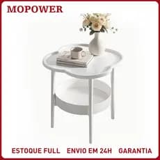 Mesa de Canto Flor Pétala 2 Níveis Moderna Decorativa Alta Capacidade para Sala e Quarto