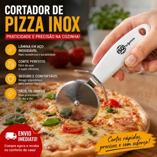 Cortador de Pizza em Aço Inox  Corte Fácil e Preciso 19cm ENVIO IMEDIATO Produto à Pronta Entrega