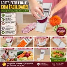 Cortador | Fatiador | Ralador de Legumes Dupla Face com Protetor 21,5cm Manual Inox Keita