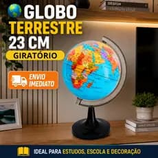 Globo Terrestre Escolar Giratório De Mesa Mapa Mundi 14cm Diâmetro e 23cm Altura - Novidade
