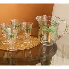 Conjunto Lyor Jarra e 6 Taças Cristal Palm Hand Painting 1,3L/240ml Elegante e Sofisticado Presente
