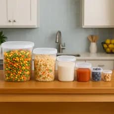Kit Jogo 6 Pote Mantimento Quadrado Transparente Organizador Plástico Porta Mantimentos para Cozinha
