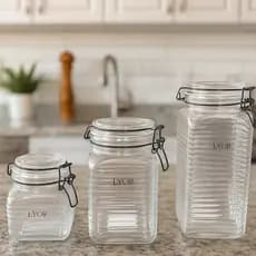 Kit de Pote de Vidro Lyor Armazenamento de Alimento Tampa Trava Pote de Vidro Hermético