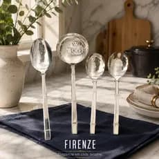 Conjunto com 4 Talheres para Servir em Aço Inox Wolff Luxo Mesa Posta Concha Colher