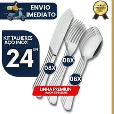 Talheres para 24 unidades Aço Inox sendo Garfos e Facas e Colheres Premium Restaurante Cozinha Buffet