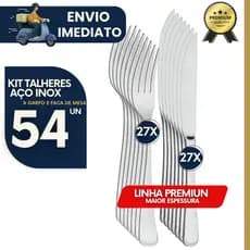 Kit 54 unidades de Talheres Aço Inox Garfos Facas Premium ideal Hotel Cozinha Buffet Restaurante