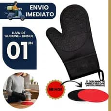 Luva Silicone forro térmico Proteção Cozinha BRINDE Descanso Panela Antiderrapante Cozinha