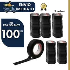 Kit 100 ou 50 unidades Fitas Isolantes Pretas 5m Retardante Chama Classe C Atacado Profissional