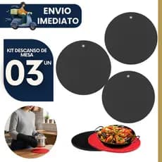 Kit 3 unidades Descansos Panela Silicone cm Antiderrapante Cozinha Proteção Mesa