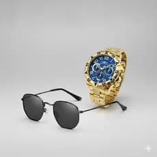 Kit Masculino Relógio de Luxo + Óculos de Sol Estilo Premium – Elegância e Personalidade