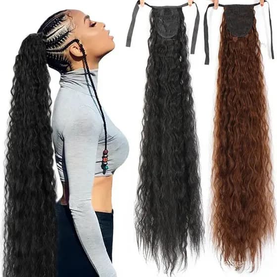32 Inch Long Afro Curly Drawstring Ponytail Synthetic  Fake Pony Tail Heat Resistant Hair Extension for Women