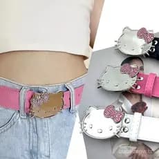 Rosa Strass Dos Desenhos Animados Gato Cintos Meninas Cinto De Couro Do Plutônio Y2K Acessórios De Roupas