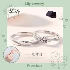 S925 Silver Love at First Sight Couple Ring Diamante Homens Mulheres Casal Anel Dia dos Namorados Presente