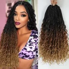 Tranças De Crochê De 60cm De Comprimento Para Mulheres Com Extremidades Encaracoladas Ombre Pre Looped Boho Box Bohemian