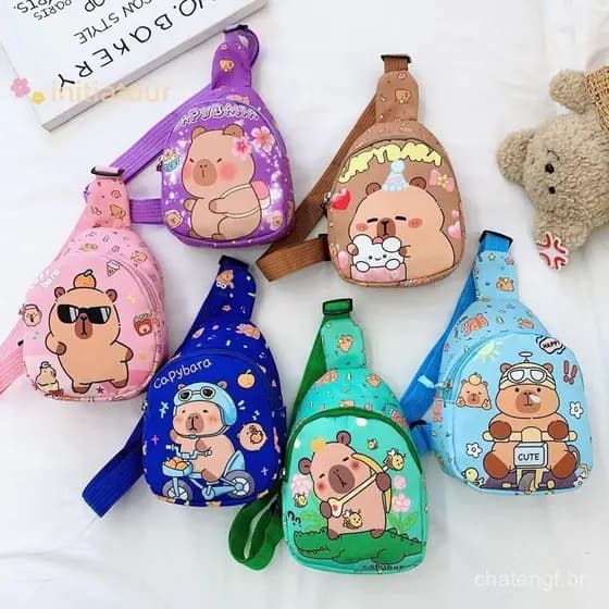 Initiatour Mochila De Capivara De Desenho Animado , Bolsa Crossbody Fofa Estampada De Peito Fashion Para Crianças , Pres