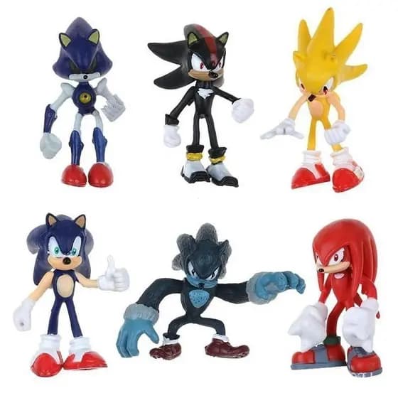 6 pcs/set bonito Sonic the Hedgehog jogo ação figuras crianças menino menina brinquedo presente conjunto