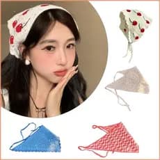 Lenço de Cabelo Triangular Francês Brilhante Faixa Decorativa de Malha Adequada para WIDM