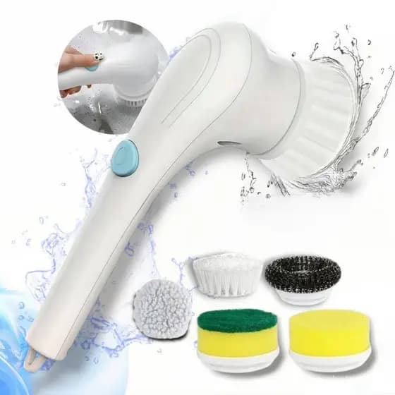 Esfregão Elétrico 5 em 1: Limpador Multifuncional USB para Cozinha, Banheiro e Mais