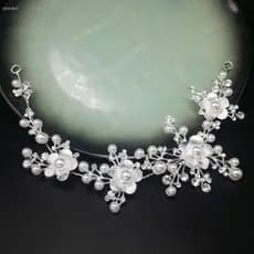 Faixa de Cabelo Borboleta Adams Bride, Acessório de Cabelo Elegante com Strass e Pérolas, Acessório de Cristal para Casa