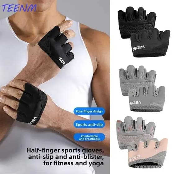 TEENM 1 Par De Luvas De Meio Dedo Para Academia , Treino Antiderrapantes Respiráveis De Quatro Dedos , Leves