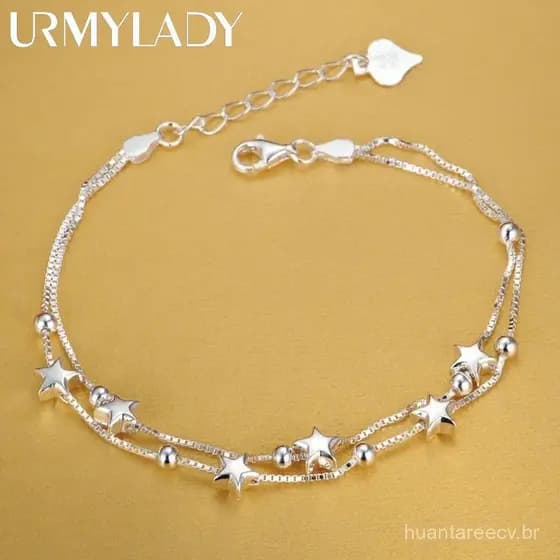 URMYLADY 925 Prata Esterlina Lindas Estrelas Pulseiras Para Mulheres designer De Moda Coreano Jóias