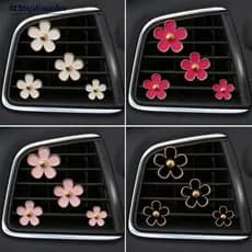 4pcs/conjunto Clipe de Perfume para Saída de Ar do Carro Aromatizador Fragrância de Ar Condicionado Pequena Margarida
