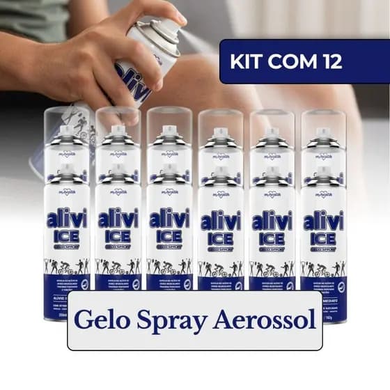 12x Spray Gelo Alivi Ice Alivio Imediato Da Dor Muscular Pancada Torção Atleta Pancada Mentol Arnica