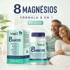 8 Magnésios 8 EM 1 | Fórmula Premium | Vital Z | 60 Cápsulas | Envio Imediato