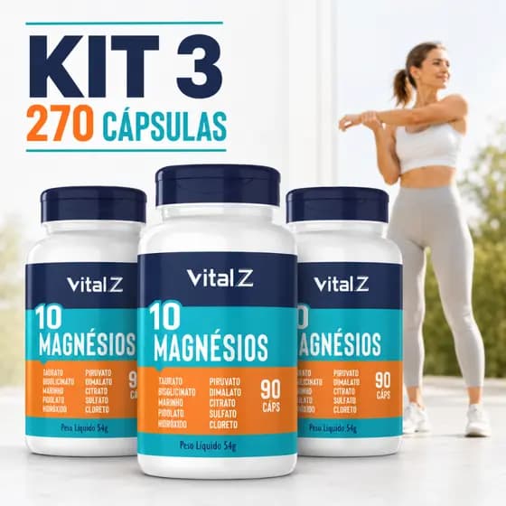 Kit 2x 3x 5x 10 Magnésios 10 em 1 | Alta Absorção | Absorção Máxima| Vital Z