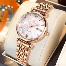 OLEVS Relógios Femininos Brilhante Dourado Luxo Orient Original A Prova D água Formal 5536