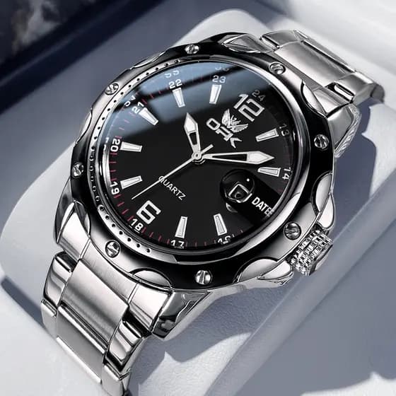 OPK Relógio Masculino de Quartzo Aço Inox Impermeável E Luminoso Estilo Casual Presente Ideal 6026