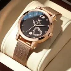 OLEVS Relógios Femininos Brilhante Rosa Preto  Luxo Orient Original A Prova D água Formal 5189