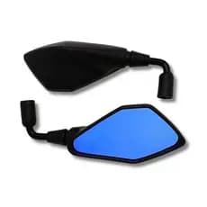 PAR DE RETROVISOR Z400 FIXO ROSCA HONDA HASTE CURTA 90° GRAUS REBAIXADO COM LENTE AZUL