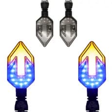 PAR DE SETA PISCA DE LED SEQUENCIAL FLECHA AZUL UNIVERSAL MOTOS TITAN FAN TWISTER FAZER