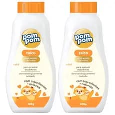 Kit 2 Talco Para Bebe Com Amido De Milho 200g - Pom Pom