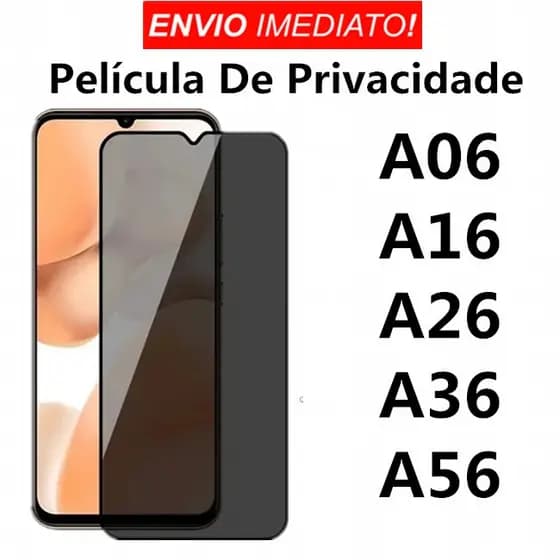 Película De Privacidade 3D Vidro Temperado Anti-Spy Para Samsung A06 A16 A26 A36 A56
