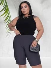 Bermuda Feminina Gorgurinho Plus Size Cintura Alta Senhoras