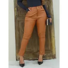 Calça Feminina Skinny Em Courino Com Bolsos Lançamento