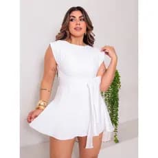 Macaquinho Feminino Short-saia Amarração Tecido Marrant