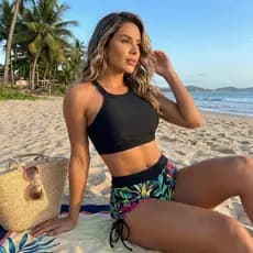 Biquíni de duas peças, maiô sem aro, maiô de praia feminino, maiô com pernas quadradas