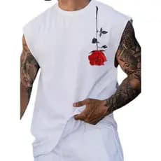 Camiseta Regata Estampada Masculina Oversized Branco Academia Passeio Machão Treino